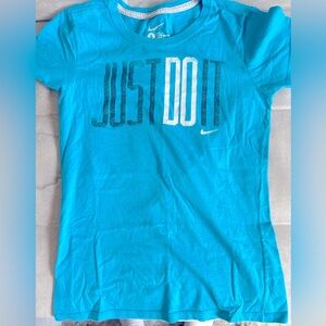 Nike medium aqua dri fit short sleeve shirt. Lightly worn